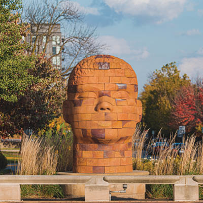 Brickhead Conversations sculpture 